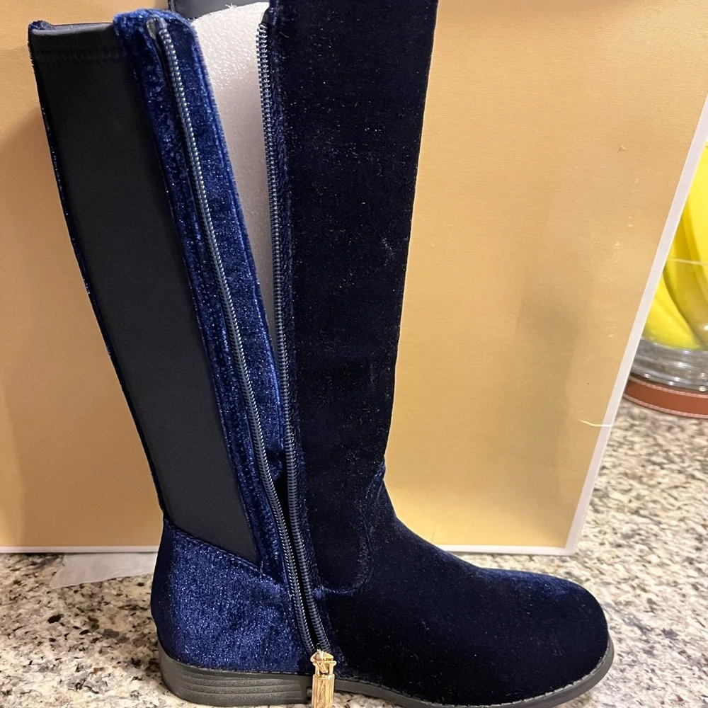 Michael Kors Emma Lily velour Boots new navy blue Youth Girls Size 3